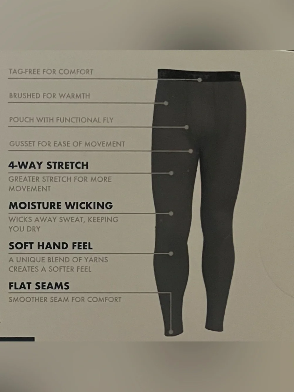 Wrangler Men's Brushed Performance Midweight Base Layer Pant - New with tags.
